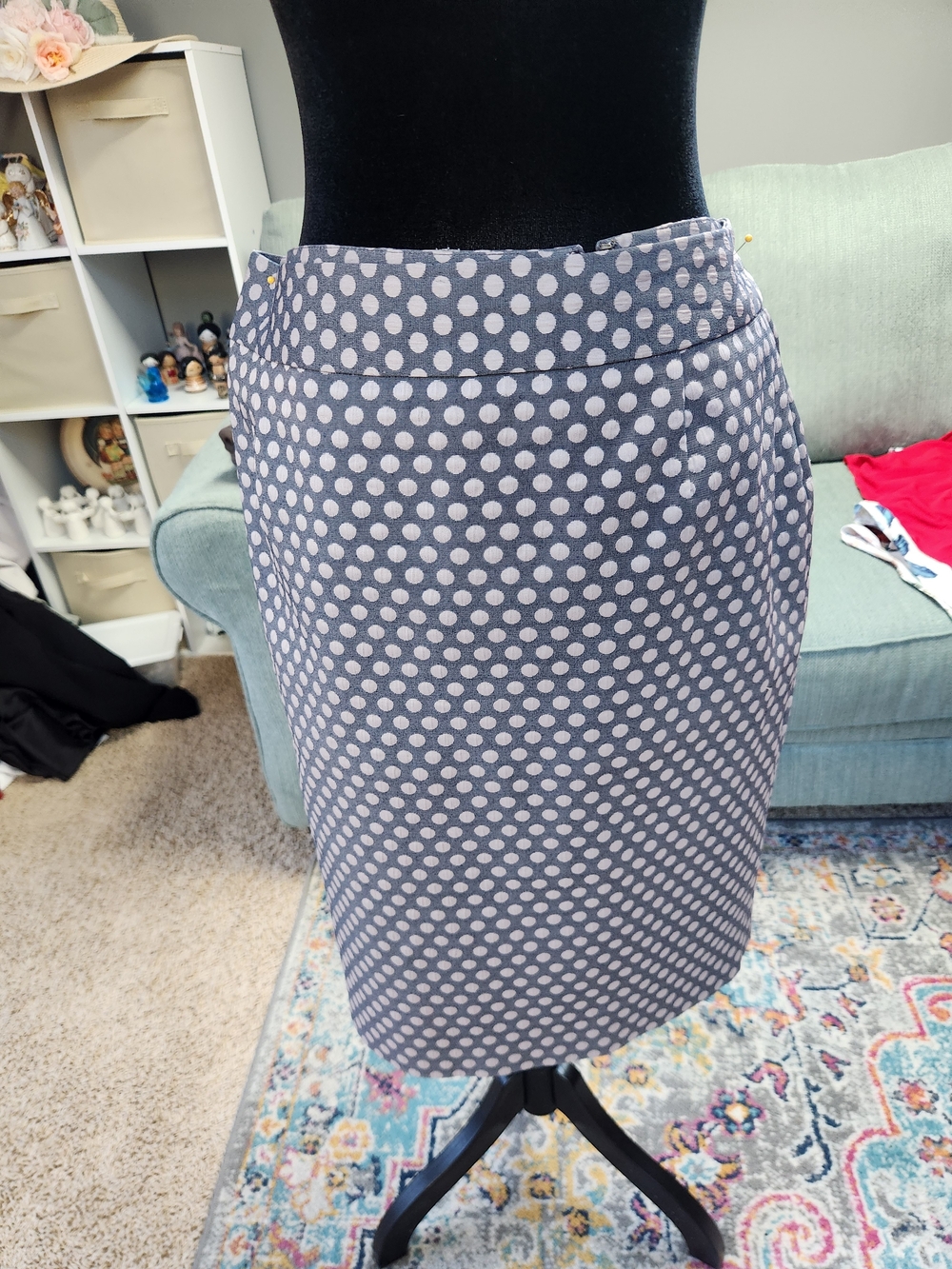 Calvin Klein Polka Dot Pencil Skirt - Gray with White Dots Size 16